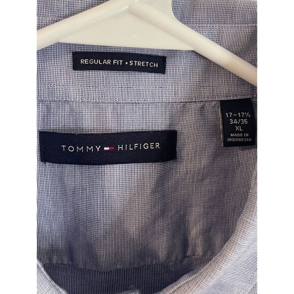 Tommy Hilfiger Mens XL Blue Regular Fit Stretch Button-Down Shirt 17-17.5 34/35 - Picture 6 of 12